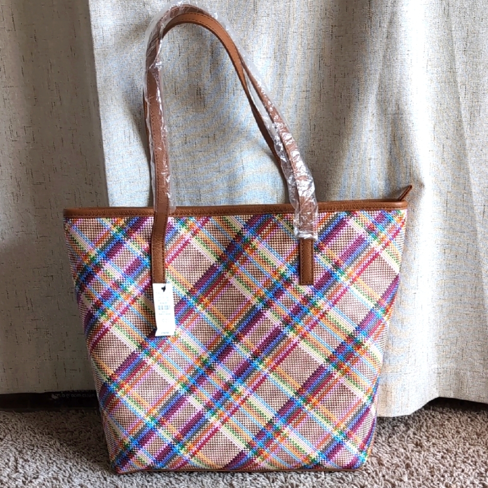 Talbots Plaid Novelty Tote NWT